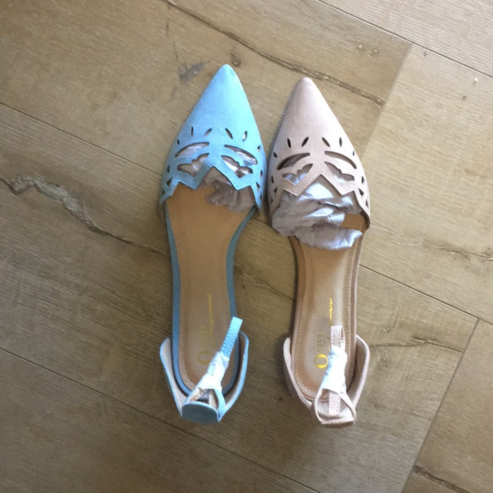 Light Blue ankle strap flats - Picture 3 of 3